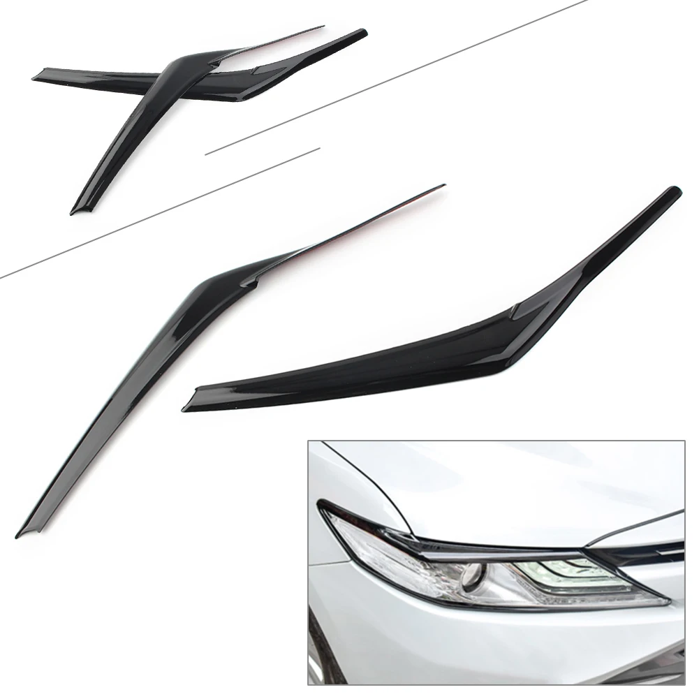 

Glossy Black Car Headlight Lamp Eyebrow ABS Decoration Trims Cover For Toyota Camry SE XSE XLE L LE 2018 2019 2020 2Pcs