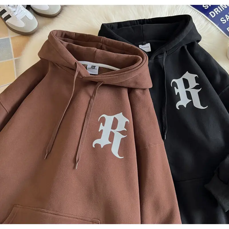 

Brand Hooded Sweatshirt Hip Hop Gothic Style Printed Hoodies Men Loose Fashion Drawstring Pullovers Male Street Tops Hoodie