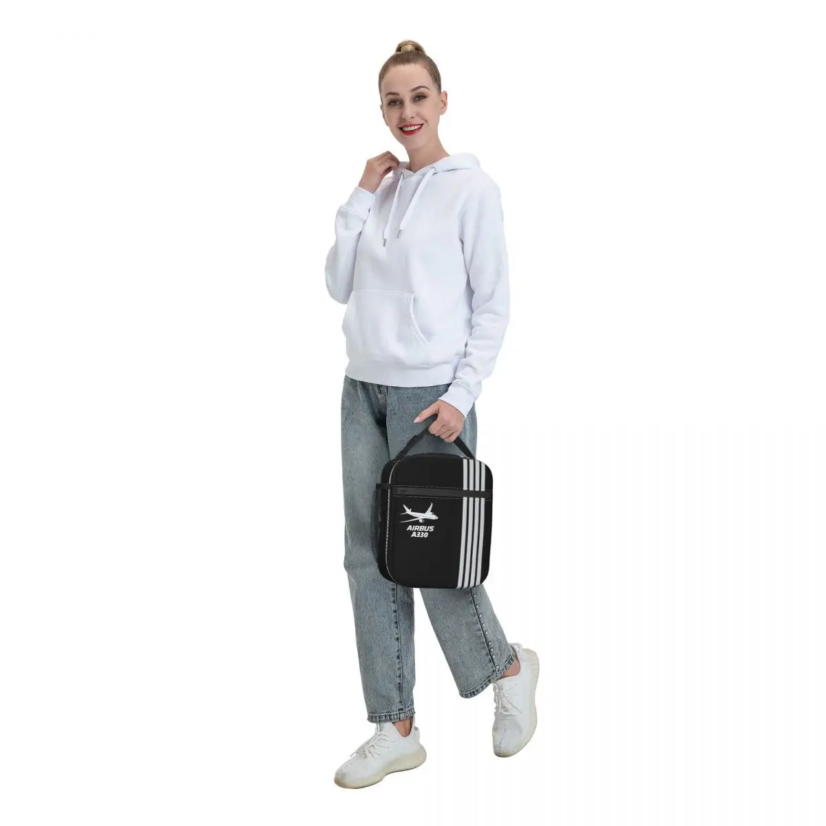 Airbus A330 Captain Stripes Portable Lunch Box Leakproof Pilot Aviation Airplane Cooler Thermal Food Insulated Lunch Bag School