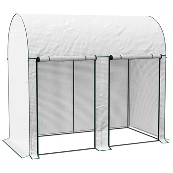 Outsunny Invernadero Pequeño con 2 Puerta con Cremallera 200x100x178 cm Blanco 1
