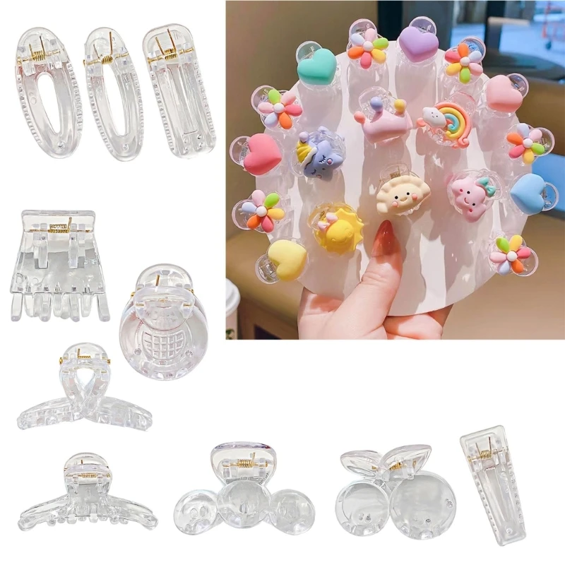10 forcine per capelli trasparenti Accessori per capelli fai-da-te Maniglie per capelli trasparenti Materiale acrilico  200000297