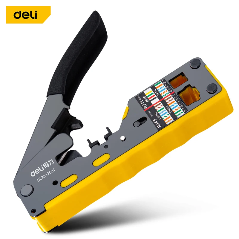 

Deli Tools Multifunction Desktop Network Pliers Non Slip Cold Rolled Steel Material Electrician Wire Stripping Portable Tool
