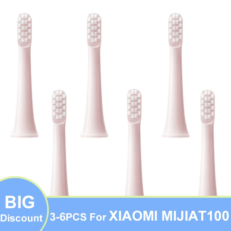 

3-6PCS For XIAOMI T100 Replacement Brush Heads Sonic Electric Toothbrush Soft DuPont Bristle Suitable Nozzles Vacuum Packaging