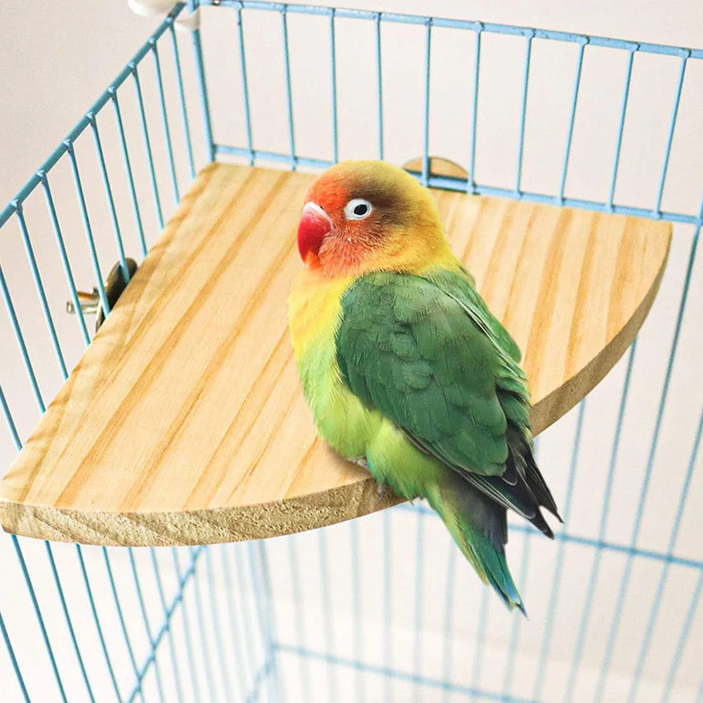 Parrot Bird Wood Perch Stand Platform Rectangle Fan-shaped Shelf Stand Board For Budgie Parakeet Cockatiel Hamster Gerbil Rat 3