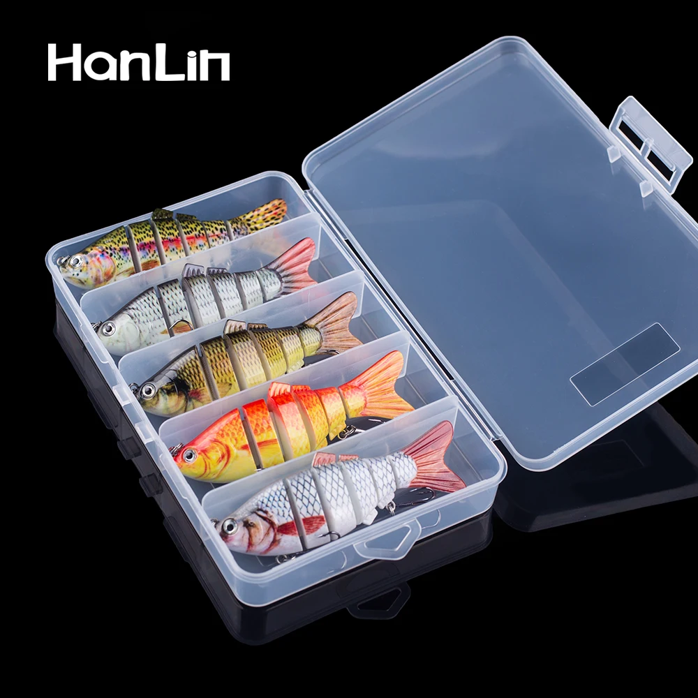 XIXIAN 5-Piece Multi-Jointed Swimbait Lures - 6cm Lifelike Hard Bait With Storage Box For Fishing