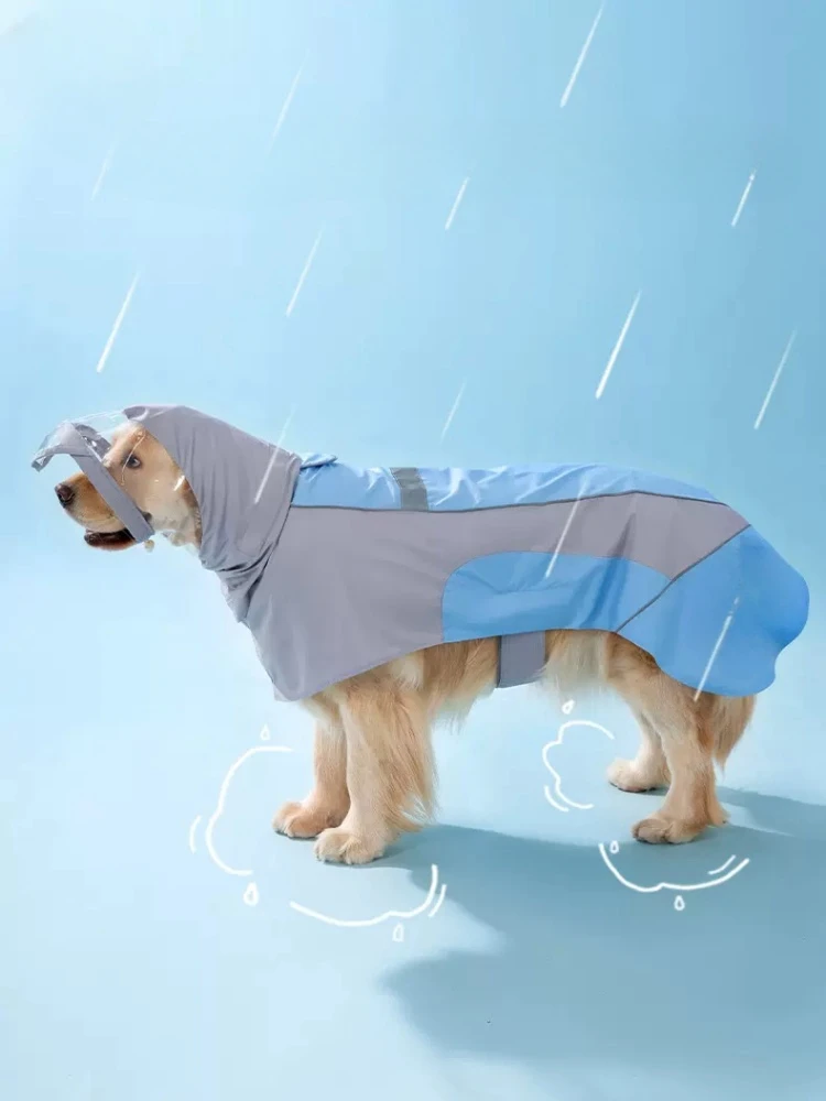 

Big Dog Raincoat Chai Dog Golden Hair Labrador Border Collie Four Legged Waterproof Medium Large Dog Pet Poncho