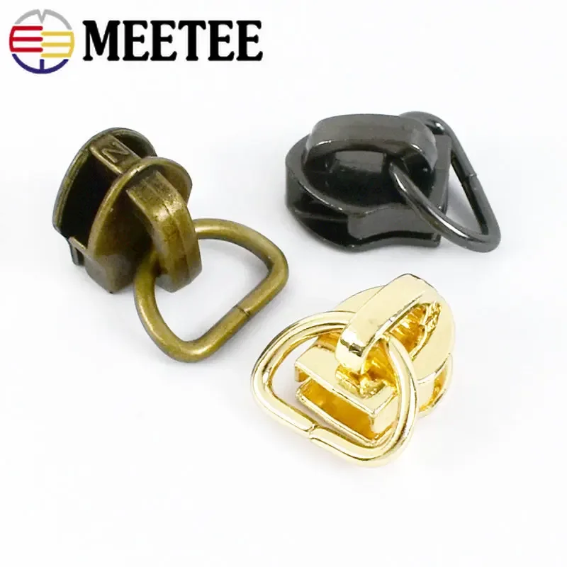 10/50Pcs D Ring 5# Zipper Sliders Pulls For Nylon Zips Tapes Repair Kit Zippers Head Replacement DIY Bag Sewing Accessories