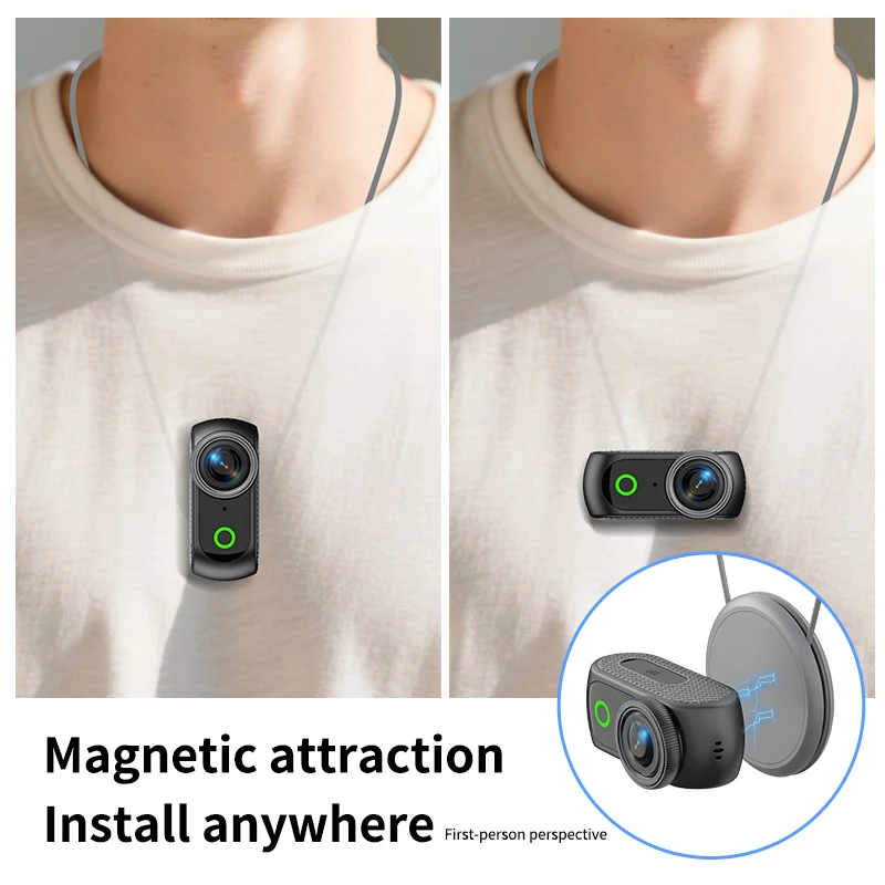 4K WiFi 썸액션 카메라 2.0인치 플립 스크린 스포츠캠 웨어러블 마그네틱 포켓 카메라 휴대용 브이로그 사이클링 미니 레코더