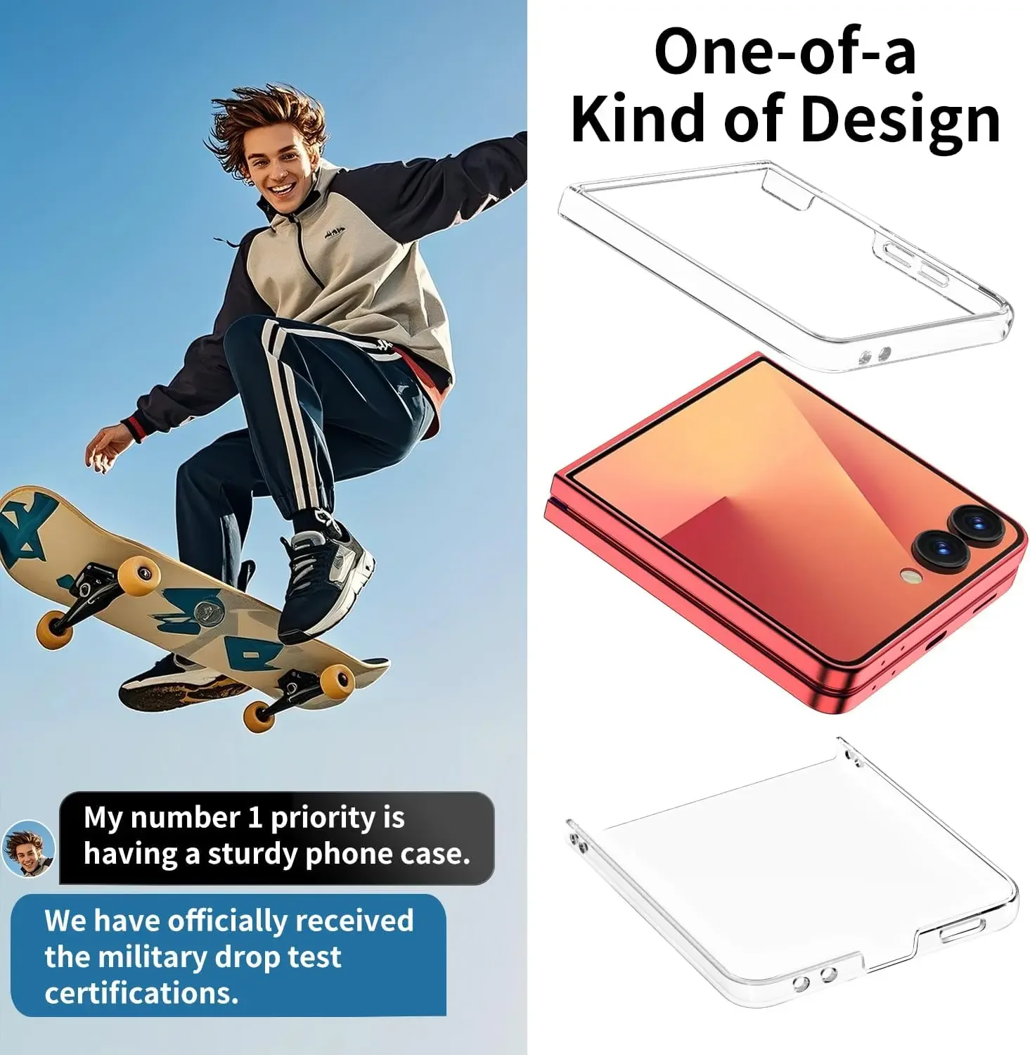 Case Back Tempered Glass Lens Cover For Samsung Galaxy Z Flip 7 Z Flip7 Transparent Hard Shell PC Phone Cover Screen Protectors