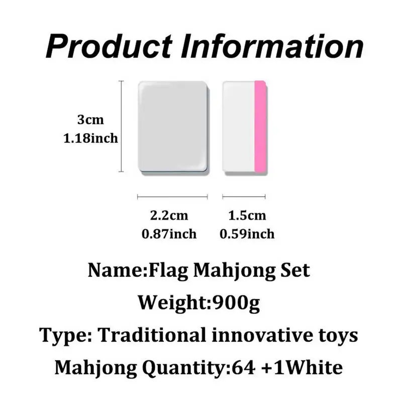Mahjong Game Set 65PCS Flag Pattern Tile Games Mahjong Tiles Set for Family Party Seaside Escape Block Puzzle Fun Board Games 6