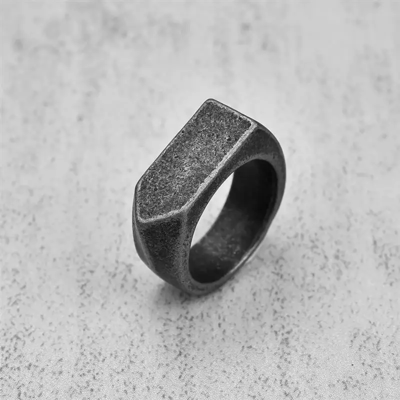 Vintage Stahl Ring Quadratische Flache Oberseite 316L Titan Stahl Blank Plain Männer Ring Persönlichkeit Schmuck Glatte Oberfläche Schmuck Großhandel – Detail 12