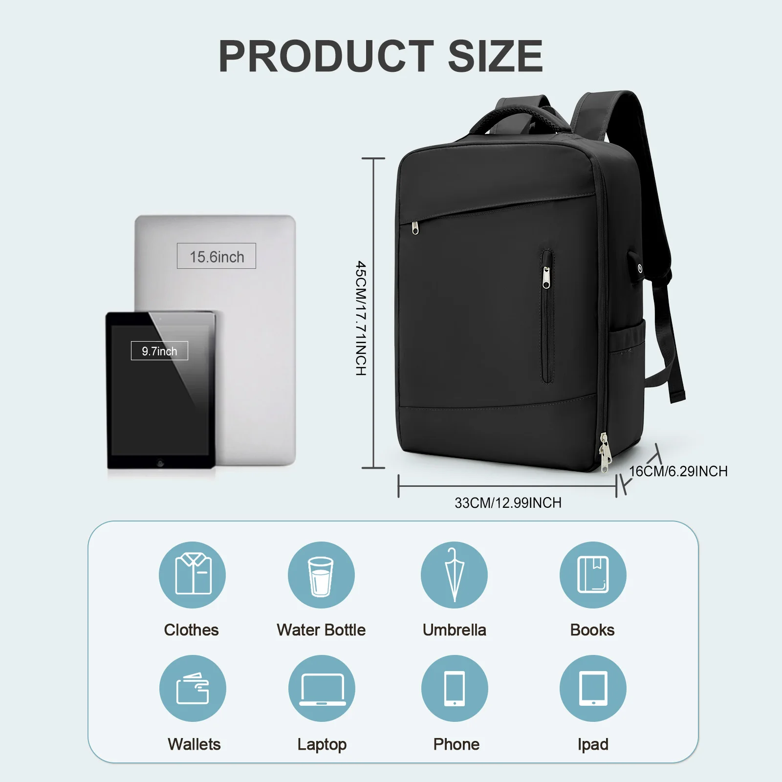 Men Women Plane Travel Backpack,15.6-inch Laptop Backpack Office Backpack, Cabin Business Bag Lightweight and Water-Repellent