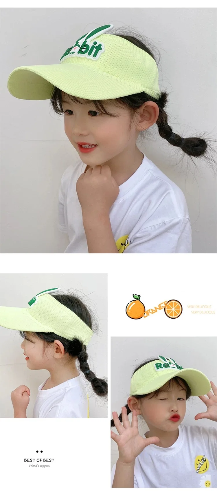 2023 New Sun Children Visors Cute Rabbit Wings Bunny Summer Hat for Kids Boys Girls Hats 3-12years Old_voghion.com