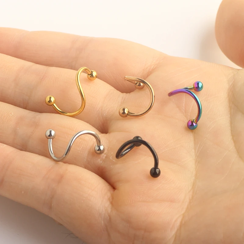mix color Twisted Barbell 16g Spiral Earrings Daith Helix Tragus Navel Belly Button Rings Piercing Jewelry Cartilage Earrings St