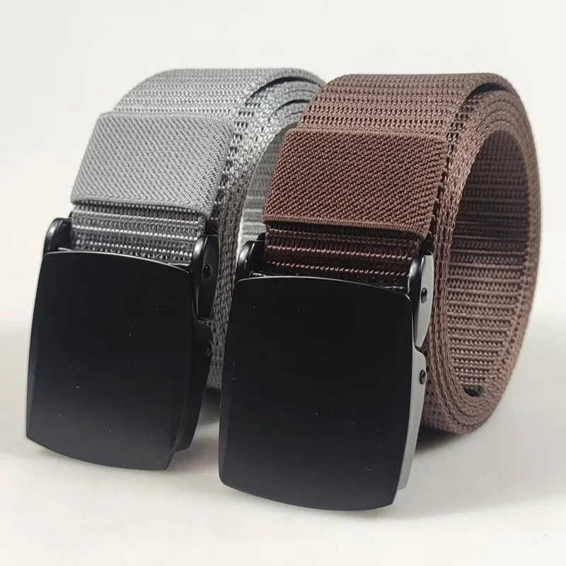 

Zinc Alloy Black Automatic Buckle Nylon Outdoor Belt Men's Stepless Adjustable Fashion Canvas Belt Go with Everything
