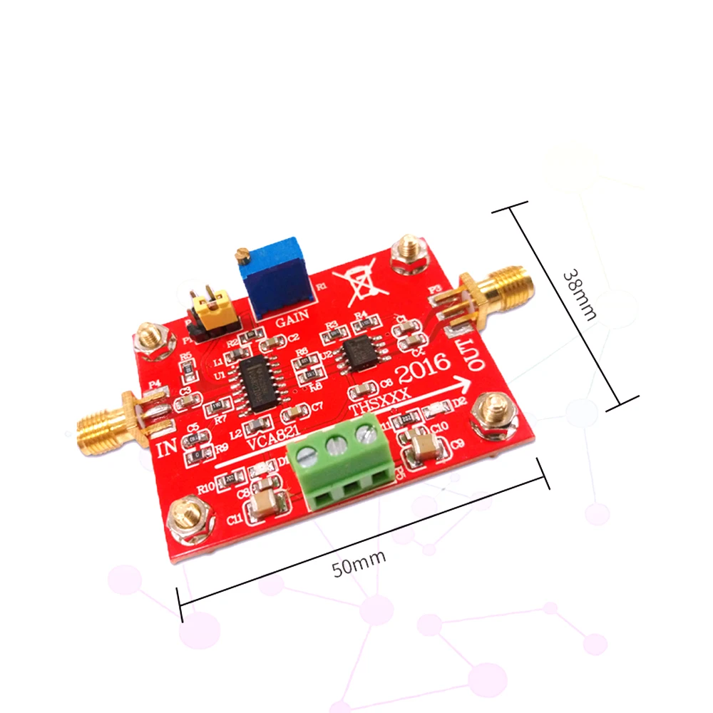 

Adjustable Gain Amplifier VCA821 THS3201 200M Bandwidth 40dB Gain Output With Load