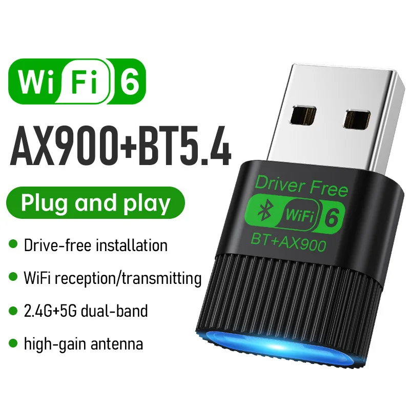 KEBIDUMEI 900Mbps WiFi 6 블루투스 5.4 네트워크 카드 듀얼 밴드 2.4G+5GHz 무선 수신기 어댑터 150Mbps PC 노트북 Win10/11용,900Mbps WiFi 6 Bluetoo