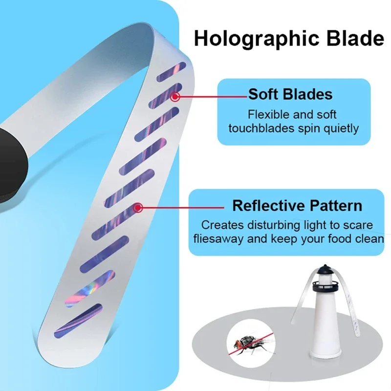 Fly Fan Fly Fans for Tables Lighthouse Fly Fan Fly Repellent Keep Bugs Off Food Holographic Fan Keep Away for indoor&outdoor
