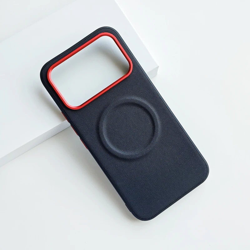 Elegant Anti-Fall Magnetic Leather Phone Case with Metal Lens Frame and Diamond Pattern Design