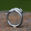 Fashion 316L Stainless Steel Viking Rattler Snake Ring Punk Cool Gothic Women Men Unisex Serpent Jewelry free shipping 2