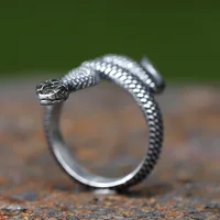 Fashion 316L Stainless Steel Viking Rattler Snake Ring Punk Cool Gothic Women Men Unisex Serpent Jewelry free shipping 2