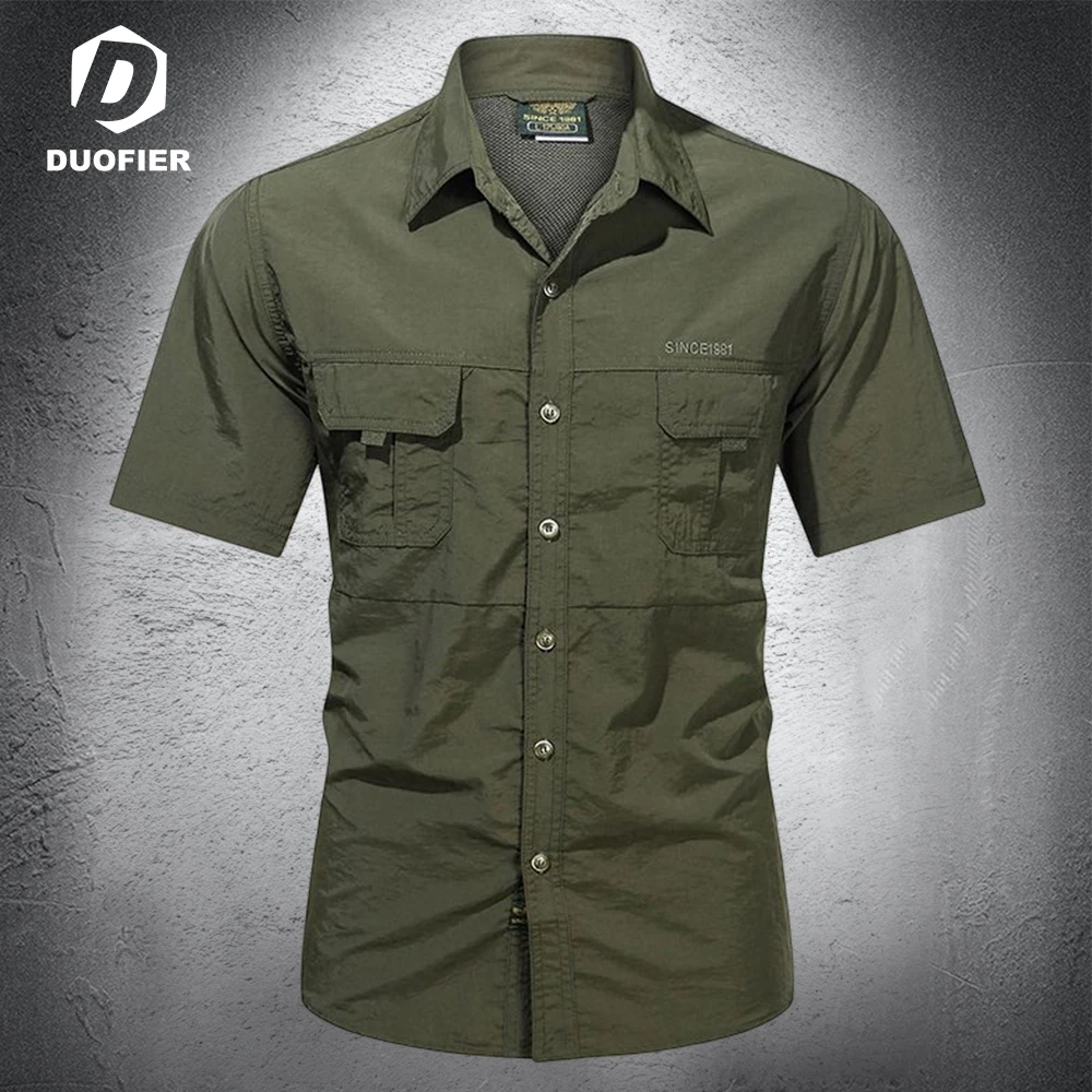 

Summer New Men's Cowboy Shirts Multi-pocket Military Tactical Shirt Men Fashion Breathable Blouse Cargo Short Sleeve Man Outdoor