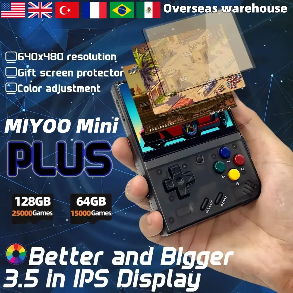 MIYOO Mini Plus Portable Retro Handheld Game Console 3.5-inch IPS HD Screen Linux System Classic Game Console  Children's Gift 1
