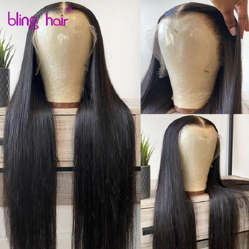 

13x6 Transparent Lace Human Hair Wigs With Baby Hair Pre Plucked 13x4 Lace Wig Bling Remy Glueless Straight Wigs For Women