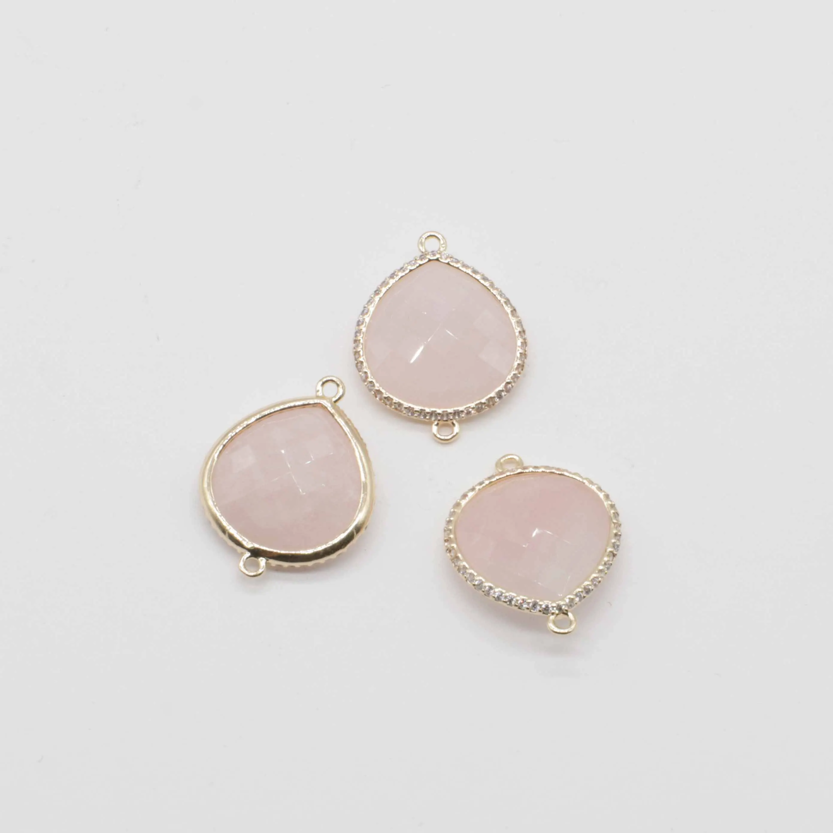 Gains 20x25 MM Nature Stone Heart Connector With Brass Base And CZ For Jewlery Making Factory Price  Free Shipping