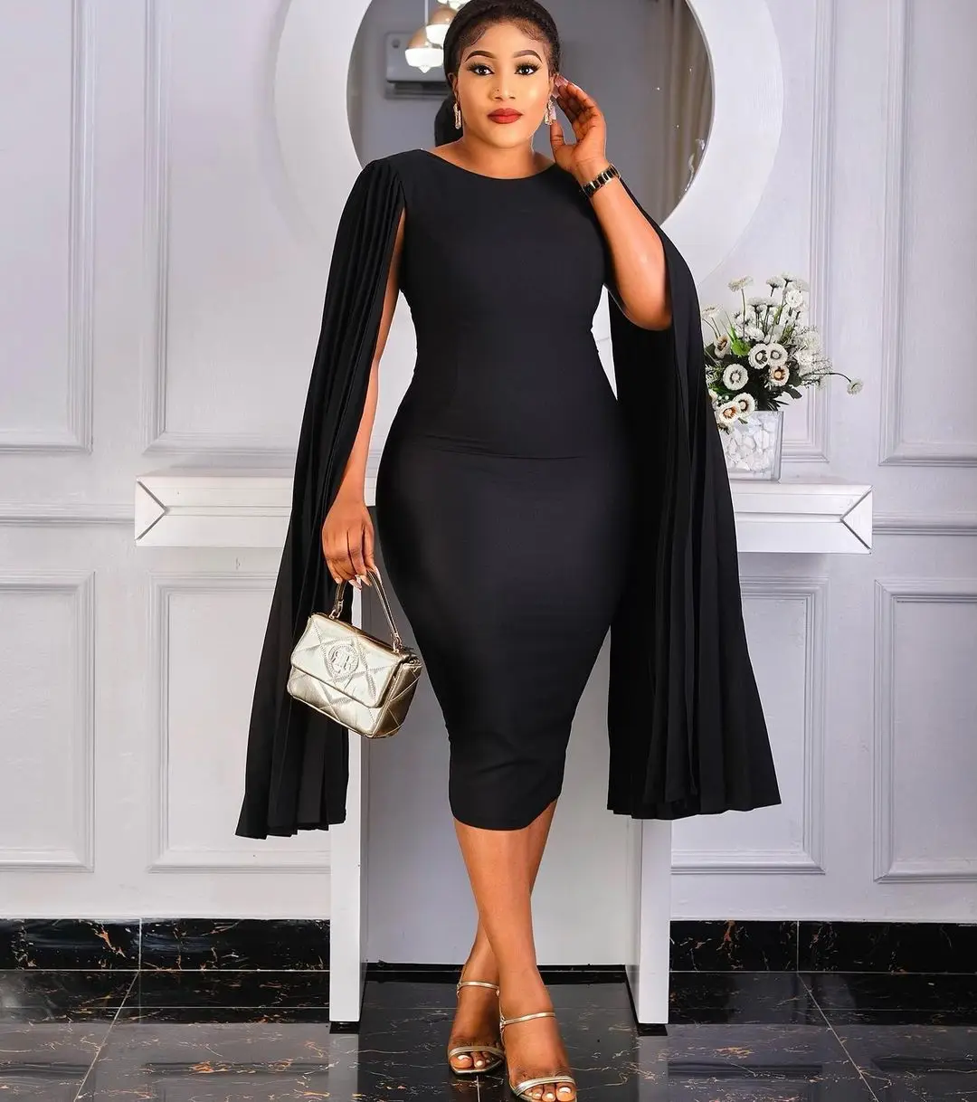 Plus Size Elegant Dress For Chubby Women Ruffle Long Sleeve Party Dress 2022 Fall Casual Robe Female Designer Fashion Outfit