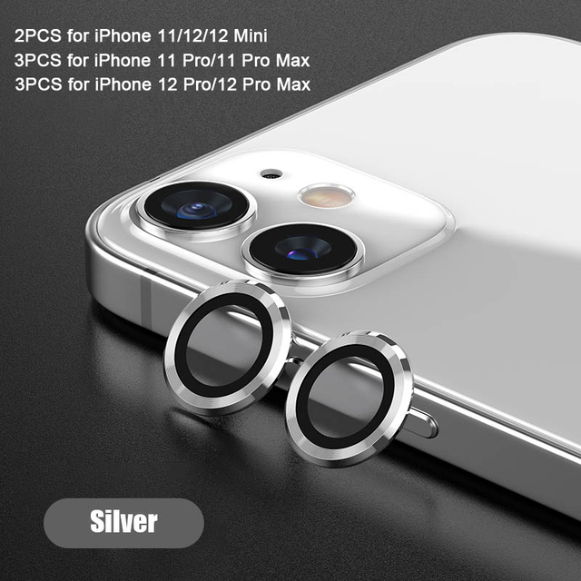 Metal Ring Tempered Glass for iPhone 13 11 12 Mini  Camera Lens Screen Protector for iPhone 12 Pro Max Protective Cover