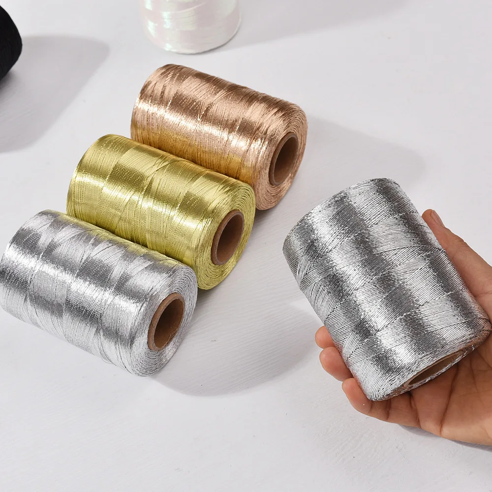 200g/Ball Metallic Yarn Glitter Gold Sliver Cord Thread DIY Sewing Accessories Handmade Knitting Crochet Handbag Purse Yarn 2