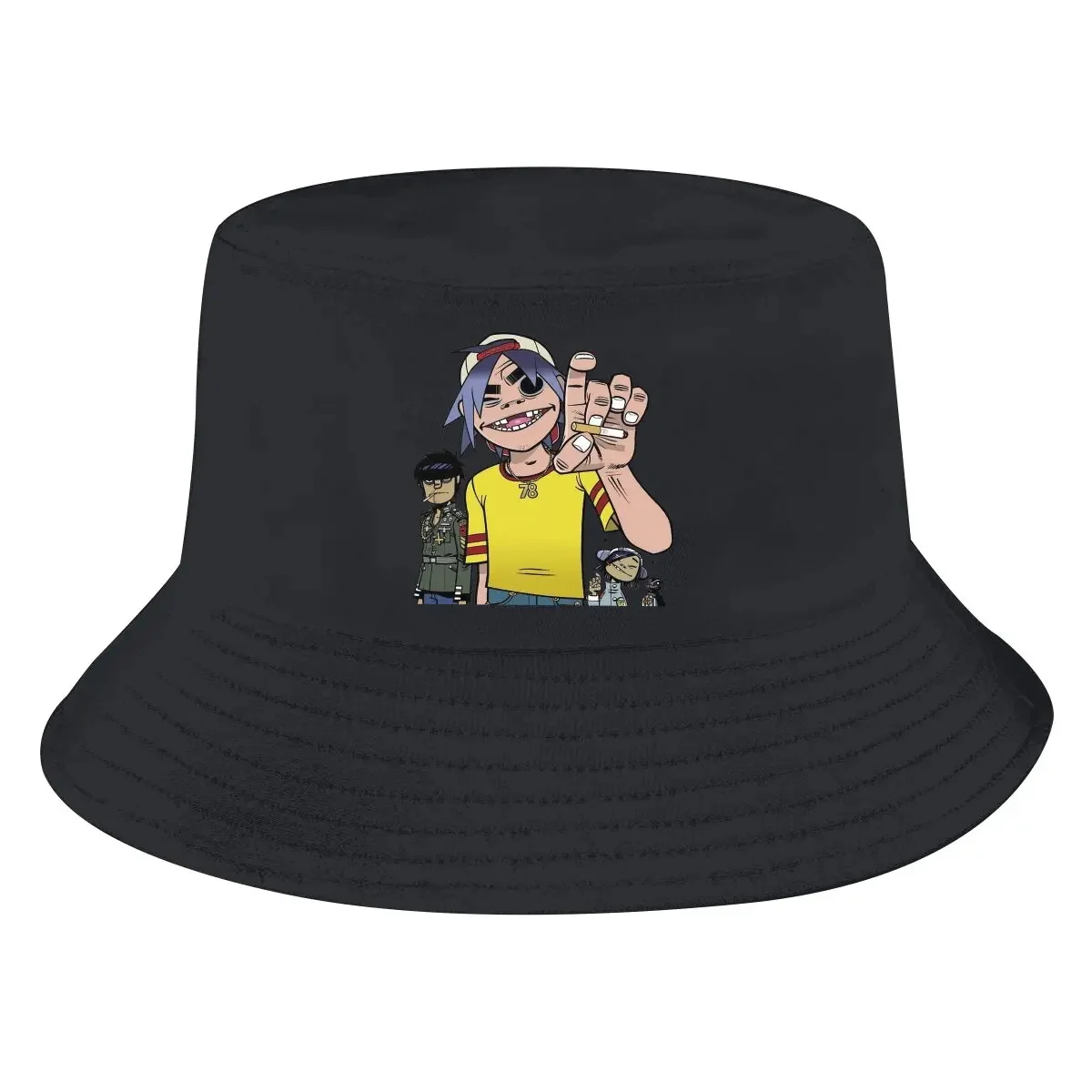 Gorillaz Art 남녀공용 접이식 어부 모자, 데일리 캐주얼 하라주쿠 스트리트웨어, 다목적 비치 모자, 크리에이티브 선물, 음악 밴드