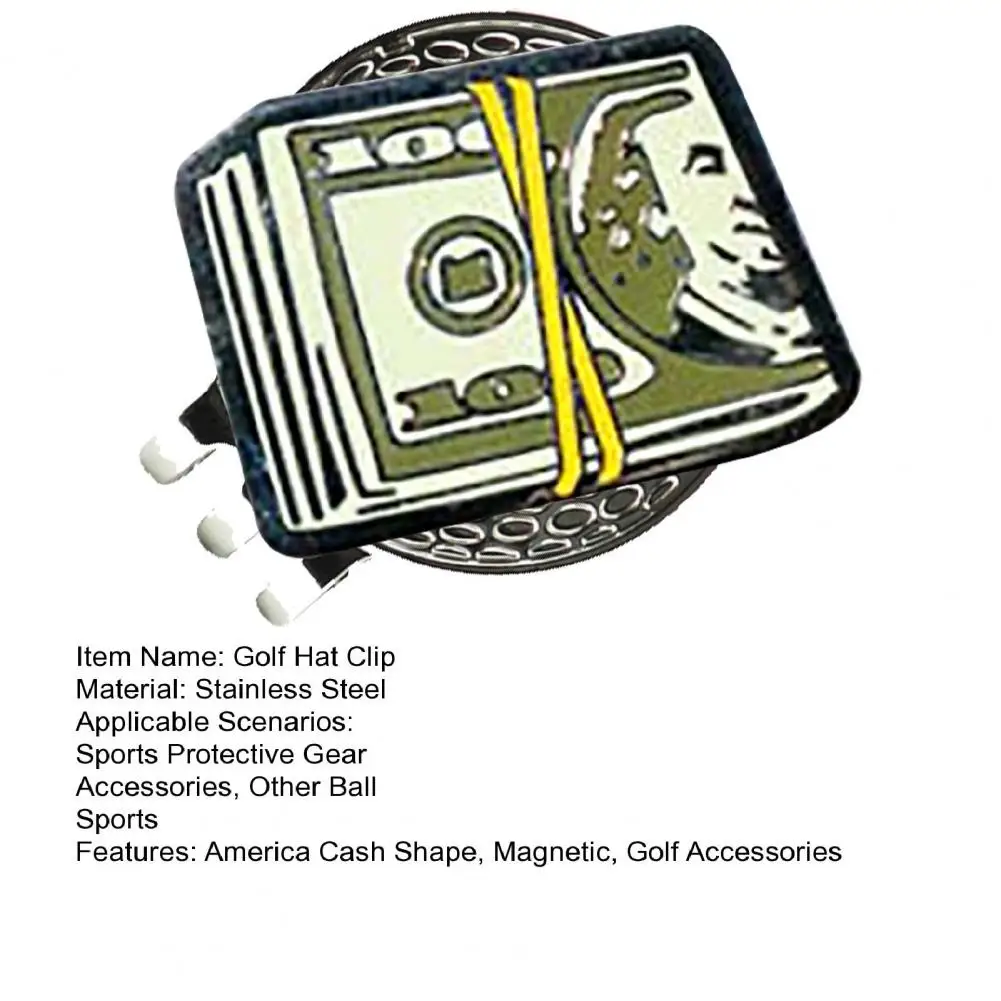 America Cash Golf Ball Marker Magnetic Golf Hat Clip Men Women Golfer Hats Pants Bags Visors Belts Metal Clip Accessories