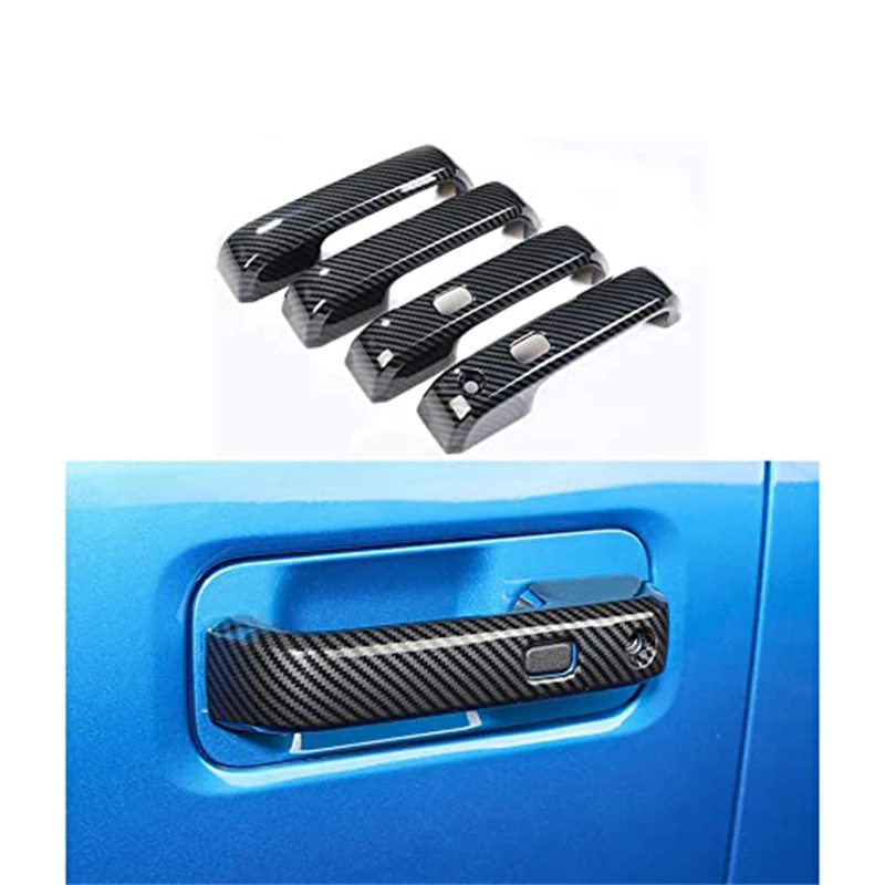 

4 шт. крышка внешней дверной ручки с умным отверстием для замочной скважины АБС-карбоновое волокно для Ford F150 2015-2020 аксессуары для двери машины