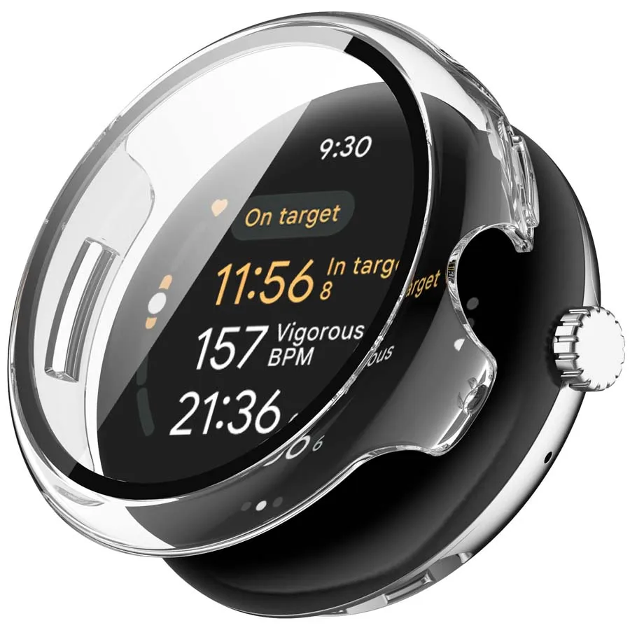 Full-Cover Tempered Glass Protective Case for Google Pixel Watch 3 – 41/45mm Bumper Frame & Screen Protector