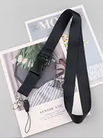 Mobile Phone Lanyard Fashion Black Neck Strap Keychain Lanyard ID Card Holder Keys Keychain Cell Phone Strap Keyring Accessories 3