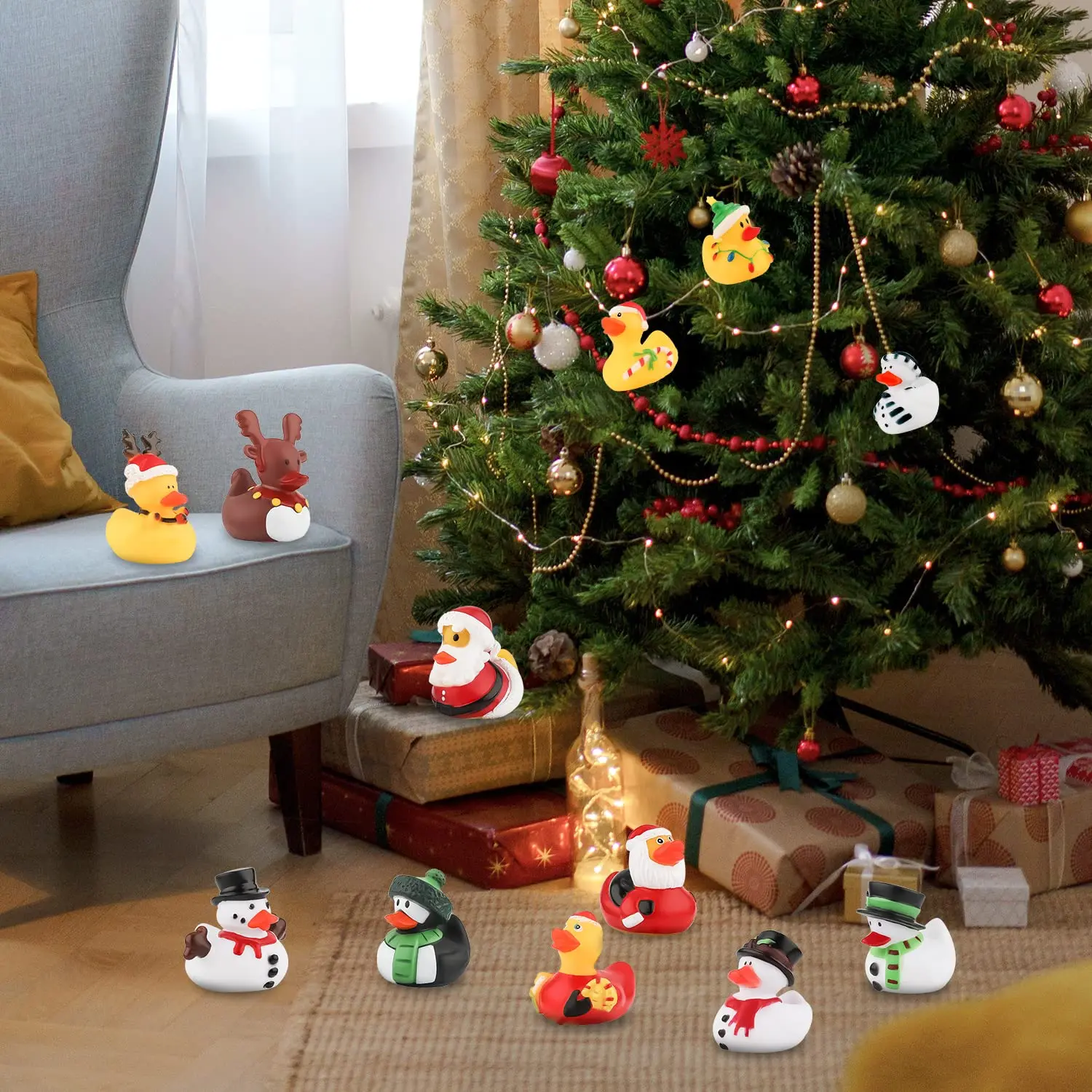2/6/12PC Christmas Rubber Ducks, Bath Rubber Ducky Toys Cute Holiday Rubber Ducks Ducking for Holiday Celebrations Party 6