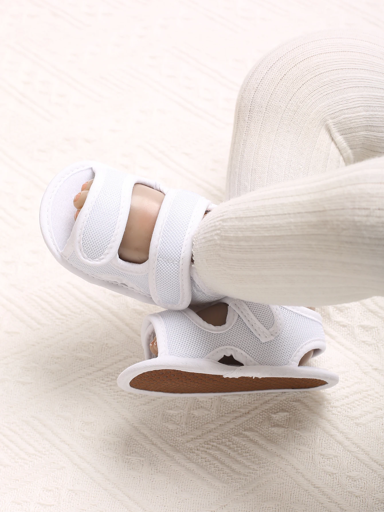 New White Summer Cartoon Print 0-18M Men's Baby Sandals With Fabric Sole Anti Slip Baby Sandals And Walking Shoes
