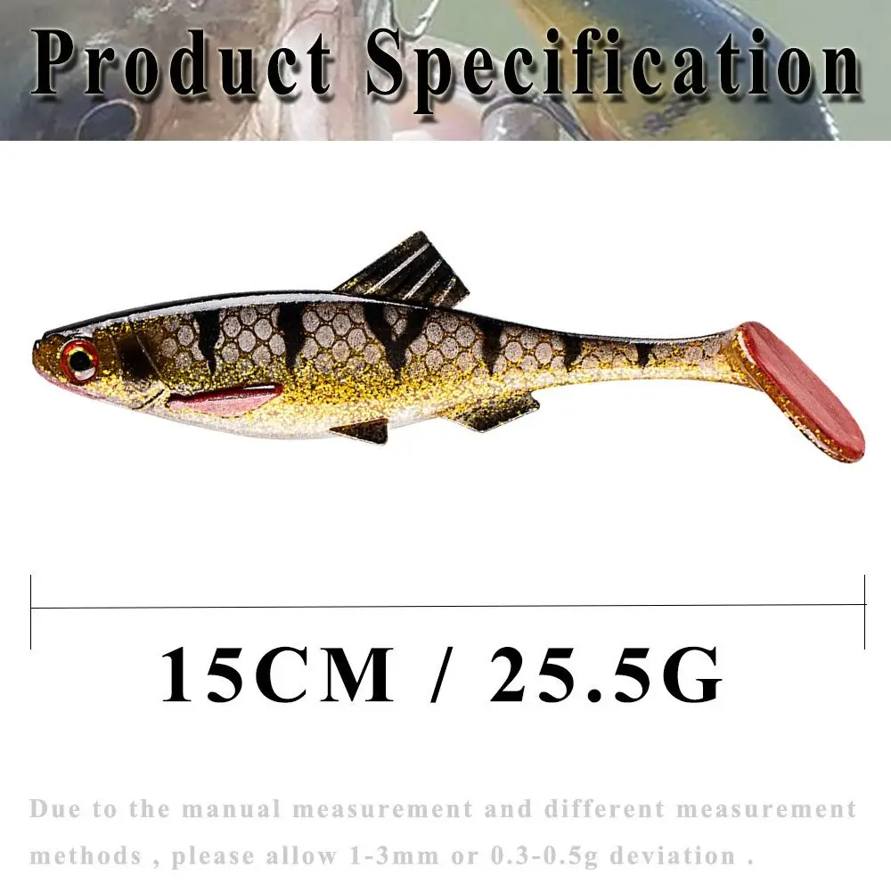 Colorful 15CM Soft Fishing Lures 3D Eyes T Tail Artificial Swimbait Silicone Artificial Fish Artificial Bait Out Fishing