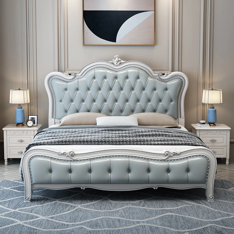 European Solid Wood Bed 1.8m Double Bed Master Bedroom High Box Storage