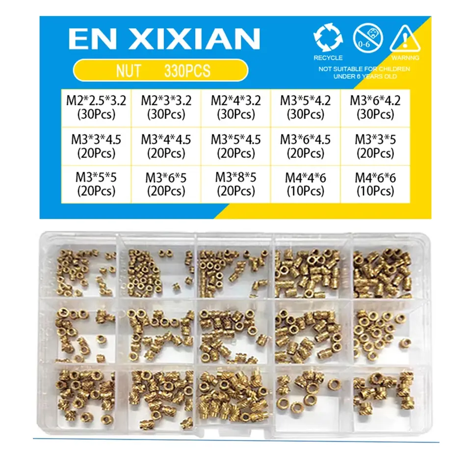 M2 M2.5 M3 M4 M5 M6 Brass Heat Set Insert Nut Hot Melt Knurled Threaded Inserts for 3d Print Embedment Copper Nut Assortment Kit image 17