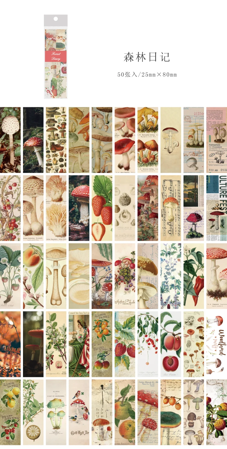 Yoofun 50 Blatt Vintage Washi-Papier-Aufkleber, Buch, Schmetterlinge, natürliche Pflanzen, Aufkleber für Collage, Junk Journals, Scrapbooking, Dekor – Detail 5