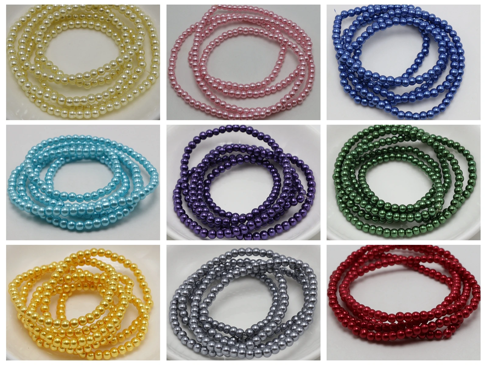 

660pcs Mixed Colour Smooth Round Glass Pearl Beads 4mm Spacers