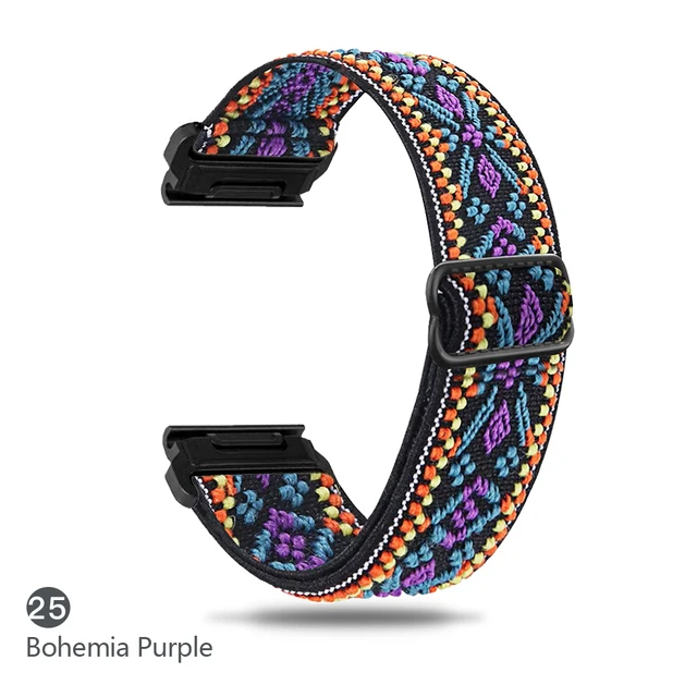 Elastic Woven Nylon Loop Strap - Adjustable Multi-Size Fitness Watch Band