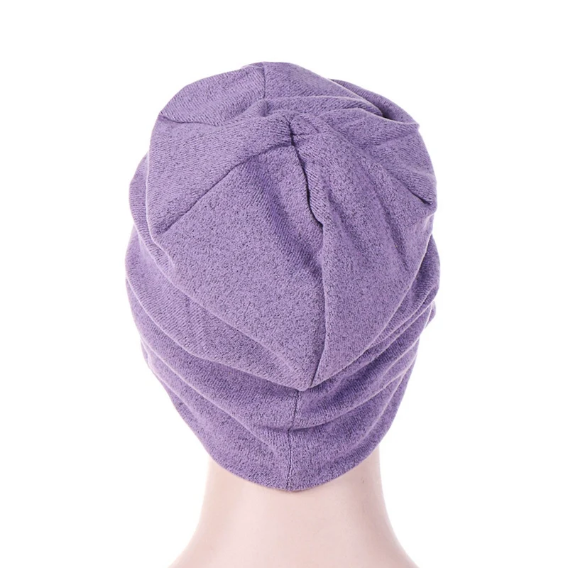 Fashion Hat Women Solid Casual Plait India Hat Muslim Ruffle Cancer Chemo Hat Short Brim Scarf Turban Head Wrap Cap 6