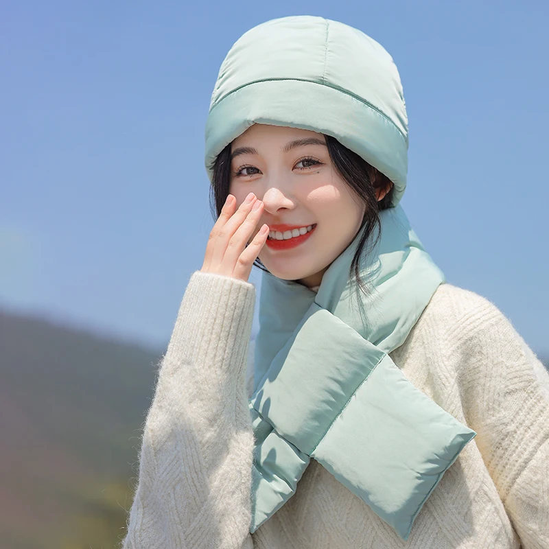 

Шапка и шарф из двух частей женская зимняя теплая и флисовая утепленная ветрозащитная Лыжная шапка с защитой ушей