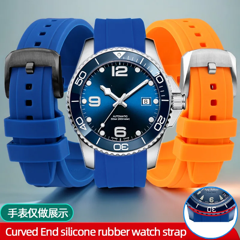 Cinturino Per Orologio In Gomma Siliconica Con Estremità Curva Da 21Mm Per Rolex Seiko Longines Master Conquest Hydroconquest L3 Cinturino Sportivo Un