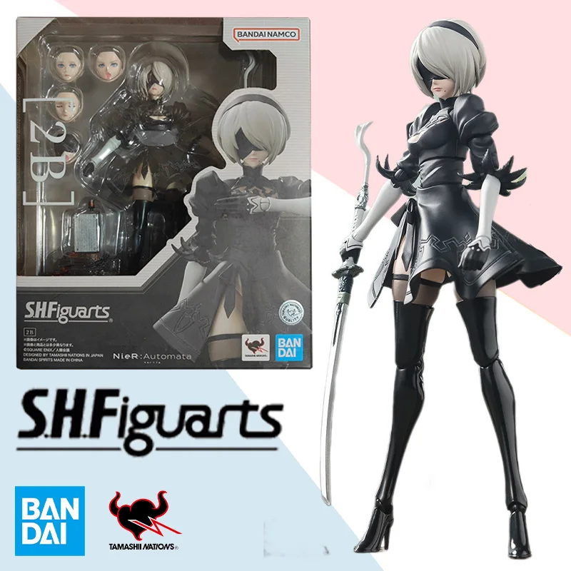 

Original Bandai Anime Action Figure Nier Automata SHFiguarts 2B 9S Finished Model Kit Collection Toy Gift for Children Kids