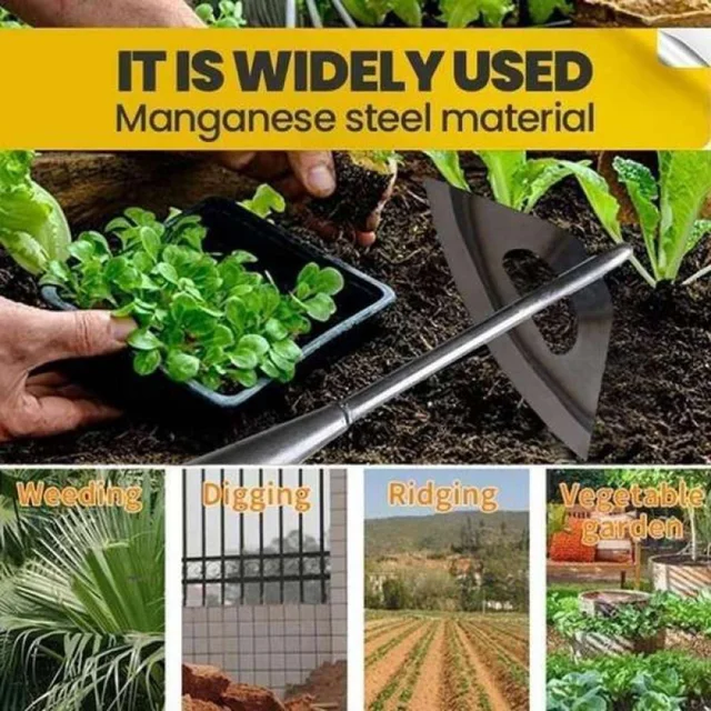 Rozsdamentes Acél Fogantyú Üreges Kapu Kerti Szerszám Gyomnövény Gereblye Ültetés Zöldségek Otthoni Farm Gyomorlatás Kapa - Image 4